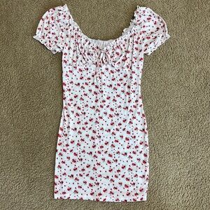 Shein floral mini dress puffy sleeves size M